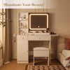 Vanity Desk with Mirror and Lights, Makeup Vanity Table with 3 Lighting Modes, Storage Stool, Bedroom Vanity Set with Storage Shelves - 2 of 4
