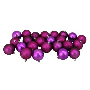 Northlight 24ct Purple Shatterproof 4-Finish Christmas Ball Ornaments 2.5" (60mm) - 1 of 2