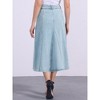 INSPIRE CHIC Women's Long High Waisted Frayed Jean Denim Skirts with Pockets - 4 of 4