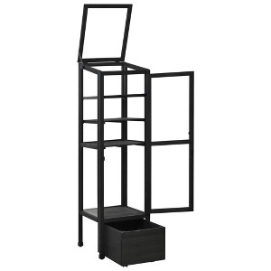 Gulches Portable Black Wood Garden Greenhouse with Planter Stands and Holders, 62.4" Height Mini Cold Frame - 1 of 4