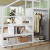 Sapphtopaz Loft Bed with Stairs & Storage Shelves Metal Queen Loft Bed with Guardrails & Wardrobe for Kids,Teen Bed Frame for Bedroom - 4 of 4