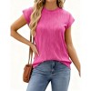 Women's Crewneck Ribbed Knit Top Casual Short Sleeve T-Shirt - 2 of 4