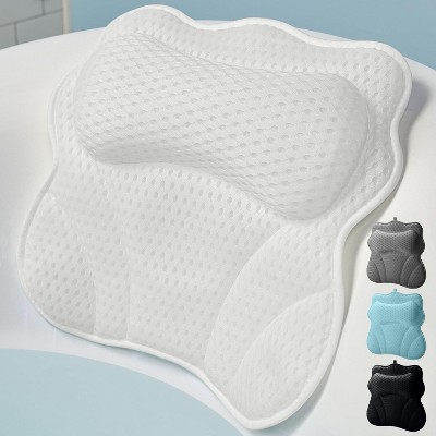 Ergonomic Bath Pillow for Tub with Thick Padding, Bathtub Headrest for Neck and Back Support with Strong Suction Cups