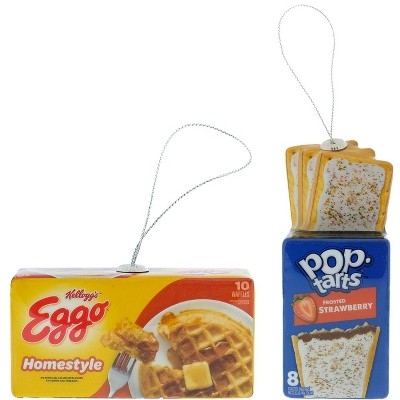 Pop Tart and Eggo Christmas Tree Ornament Set, Pack of 2