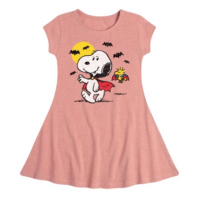 Girls' - Peanuts - Vampire Snoopy Fit & Flair Cap Sleeve Graphic Dress