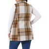 Women's Plus Size Plaid Sleeveless Notched Lapel Button Down Casual Vest with Pocket - Agnes Orinda - 4 of 4