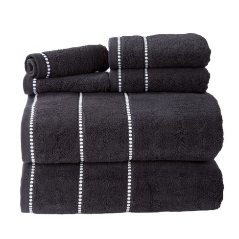 6pc Solid Bath Towels Set Black - Yorkshire Home : Target