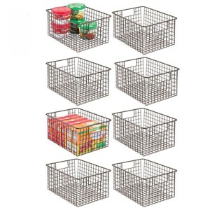 mDesign Metal Wire Food Organizer Basket with Built-In Handles, 8 Pack, Bronze - 1 of 4