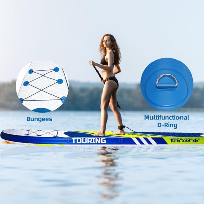 Garvee 350LBs Inflatable Stand Up Paddle Board, 10'6" x 33" x 6", 11FT Non-Slip Deck, Complete Accessories - Pump, Bag Included for Youth & Adults