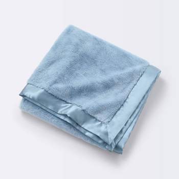 Solid Satin Edge Plush Blanket - Blue - Cloud Island™