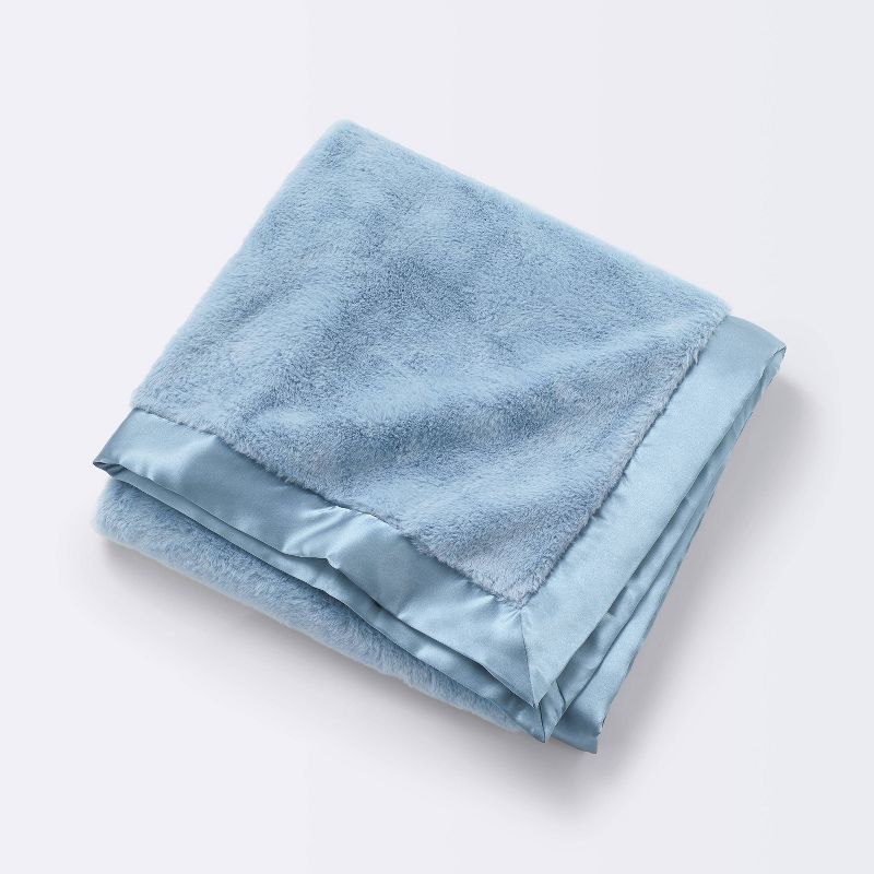 Solid Satin Edge Plush Blanket - Blue - Cloud Island&#8482;, 1 of 6