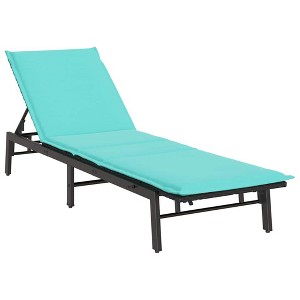 vidaXL Sun Lounger with Cushion Black Poly Rattan - 1 of 4