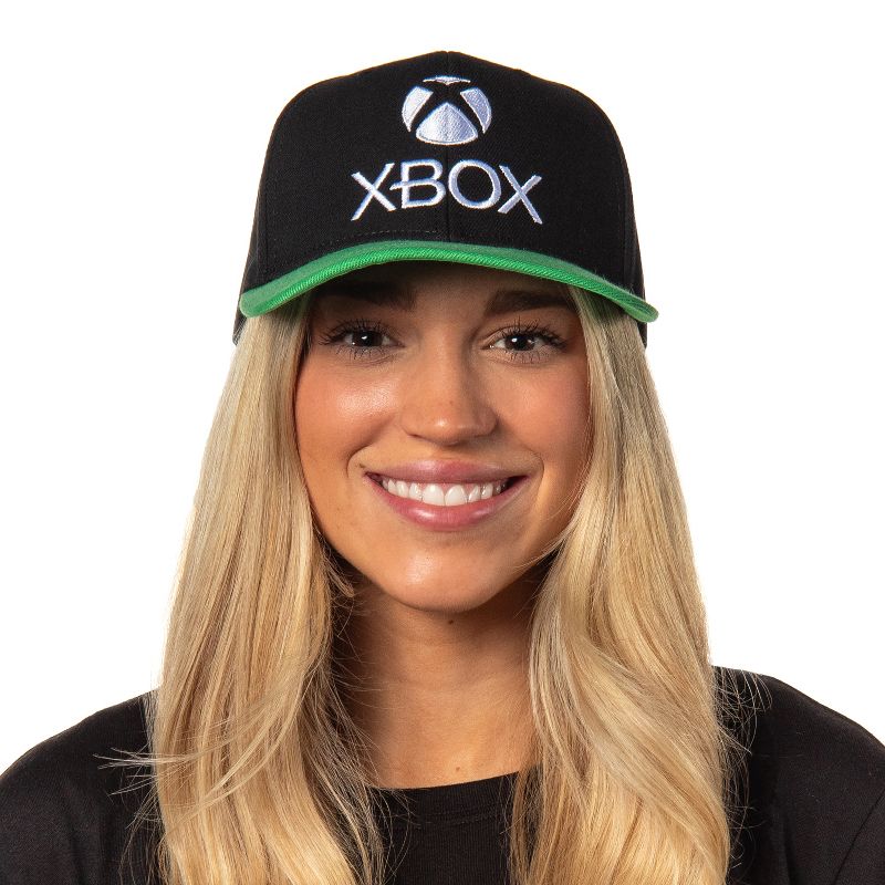 Xbox Mens' Gaming Logo Snapback Hat Adult Precurve Adjustable Hat Cap Black, 3 of 7