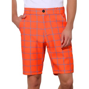 INSPIRE CHIC Men's Color Block Flat Front Formal Checked Pattern Shorts - 1 of 4