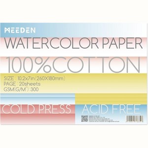 MEEDEN 4" x 3" Blank Watercolor Paper Cards, 5 Pcs Cold Press Watercolor Paper Bulk, 100% Cotton Watercolor Paper Postcards (140lb/300gsm), 510 Sheets - 1 of 4