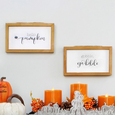 Rustic Fall Theme Wood Signs Set with Natural Jute Hanger