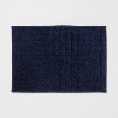 17"x24" Velveteen Grid Memory Foam Bath Rug Navy Blue - Room Essentials™