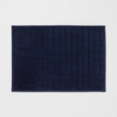 17"x24" Velveteen Grid Cushion Foam Bath Rug Navy Blue - Room Essentials™: Memory Foam, Machine Washable, PVC Backed