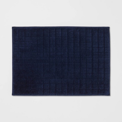 17x24 Velveteen Grid Memory Foam Bath Rug Navy Blue - Room Essentials™ :  Target