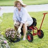 Costway Rolling Garden Cart Outdoor Gardening Workseat withAdjustable Height &Tool Storage Green/Blue/Red - 2 of 4