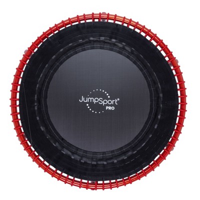 JumpSport 350 PRO Fitness Trampoline, Cardio Workout, No-Tip Arched Legs Home Gym Equipment with Adjustable Bungees & 60 Day Trial Video, 39", Red