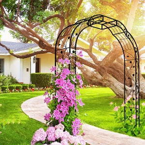 ACEPANO 98.5 in. H Outdoor Climbing Plants Support Metal Garden Rose Arch-Black - 1 of 4