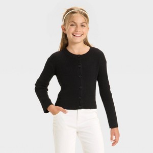Girls' Long Sleeve Ribbed Cardigan Sweater - Cat & Jack™ - 1 of 3