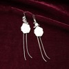 SOHI Women's Pearl White Petal Chain Drop Earrings - 2 of 4