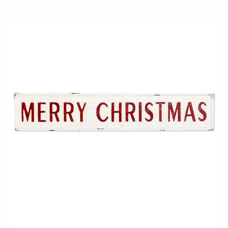 Park Hill Collection Embossed Metal Merry Christmas Sign, 1 of 4