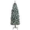 6ft. Slim Flocked Fir Artificial Christmas Tree with 250 Warm White LED Lights and 743 Bendable Branches – Stylish Slim Fit - 3 of 4