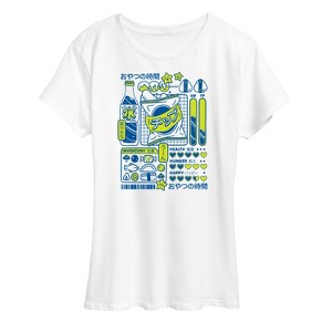 Women's - Instant Message - Snack Time Kawaii Grid Short Sleeve Graphic T-Shirt - 1 of 4