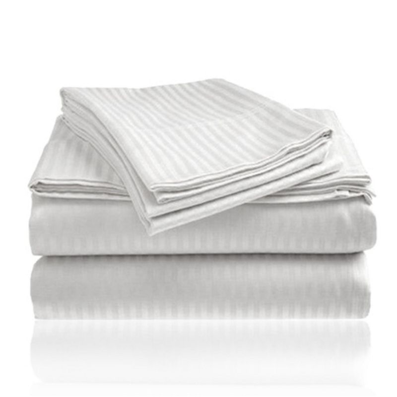 Embossed 1800 Series Wrinkle Resistant Stripe All Season Bed Sheet Set White by Plazatex, 1 of 4