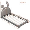 CAVINAS Full Size Platform Bed Modern Wooden Bed Frame with Rabbit Shape Headboard and Upholstered Leather for Bedroom - 4 of 4