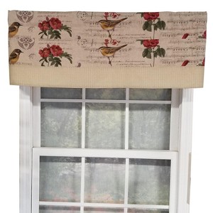 RLF Home Song Bird Banded 100% Cotton with Fully Lined 3" Rod Pocket Valnance for Windows 50" x 15" Beige - 1 of 4