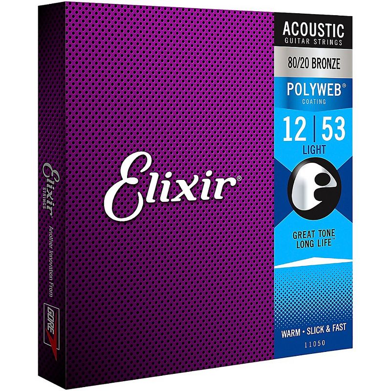 Elixir Polyweb Acoustic Guitar Strings - .012-.053 Light, 1 of 4