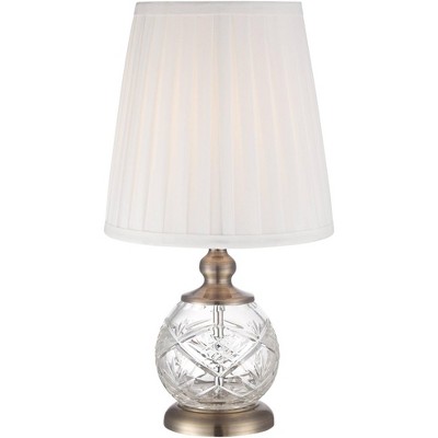 Regency Hill Traditional Accent Table Lamp 15" High Crystal Sphere Brass Pleated White Empire Shade for Bedroom Bedside Nightstand