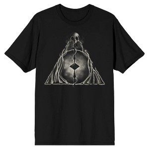 Harry Potter Deathly Hallows Graphic Men's Black Short Sleeve Tee - 1 of 3