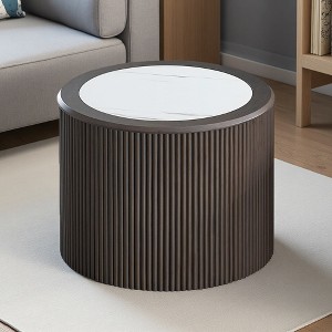 23.62" Modern Round Faux Marble End Coffee Table - 1 of 4