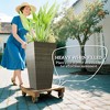 Set of 3 Tall Planters, 28" Outdoor Planter w/ Drainage Holes, Faux Wood Plastic Flower Pots - 4 of 4