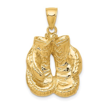 Black Bow Jewelry 14k Yellow Gold Large Polished Boxing Gloves Pendant