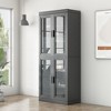 PexFix 36" Modern Wood Bookshelf Storage Cabinet with 2 Glass Door and Adjustable Shelf for Kitchen Bedroom Entryway Living Room Dinning Room Black - 3 of 4