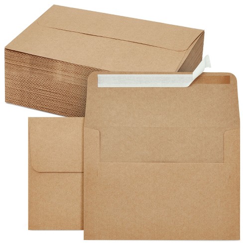 Juvale 100 Pack A7 Brown Envelopes for 5x7 Cards, Wedding Invitations,  Birthday, Graduation, Self-Adhesive Flap for Mailing, 5.25 x 7.25 in