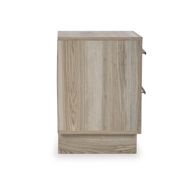 Beige Transitional 2 Drawer Nightstand with USB & Wireless Charging