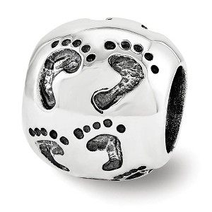 Black Bow Jewelry Family Footprints Bead Charm in Antiqued Sterling Silver - 1 of 2