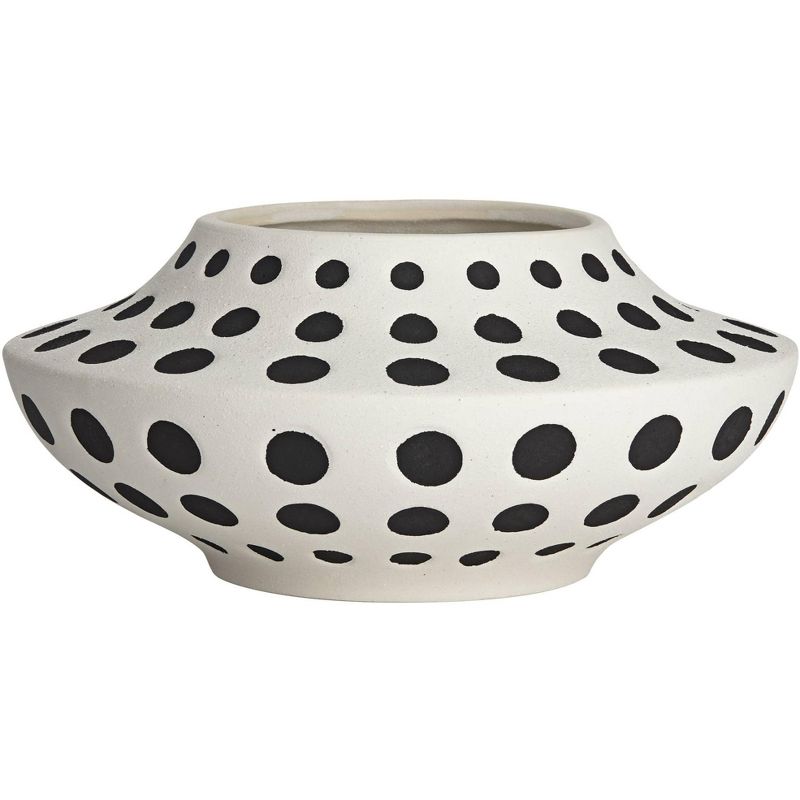 Studio 55D Vestia Matte Black White 11 1/2" Wide Dot Ceramic Vase, 1 of 10