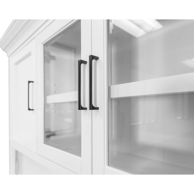 White Modern Wood China Cabinet with Glass Doors