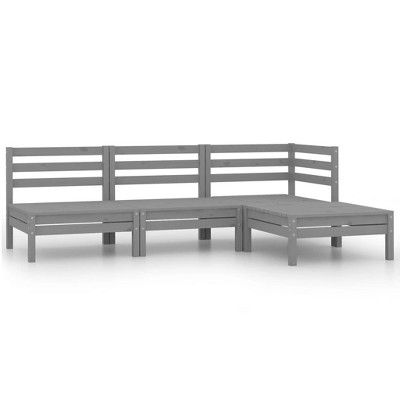 VidaXL 4 Piece Patio Lounge Set Solid Wood Pine Gray