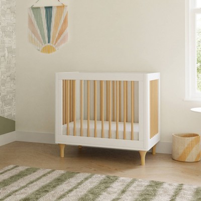 White and Natural Pine 4-in-1 Convertible Mini Crib