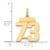 Black Bow Jewelry 14k Yellow Gold, Athletic Collection, Small Polished Number 73 Pendant - 2 of 3