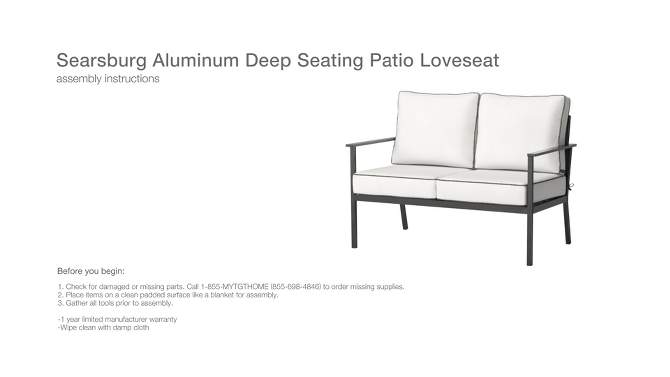 Searsburg Aluminum Deep Seating Outdoor Patio Loveseat - Black - Threshold&#8482;, 2 of 12, play video